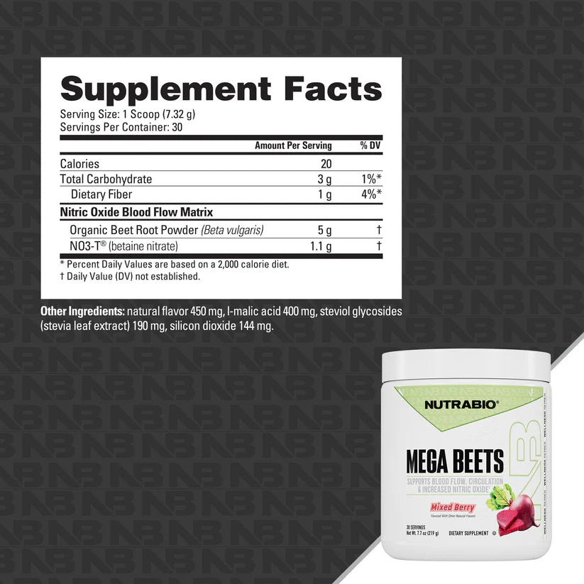 NUTRABIO MEGA BEETS NITRIC OXIDE SUPPORT