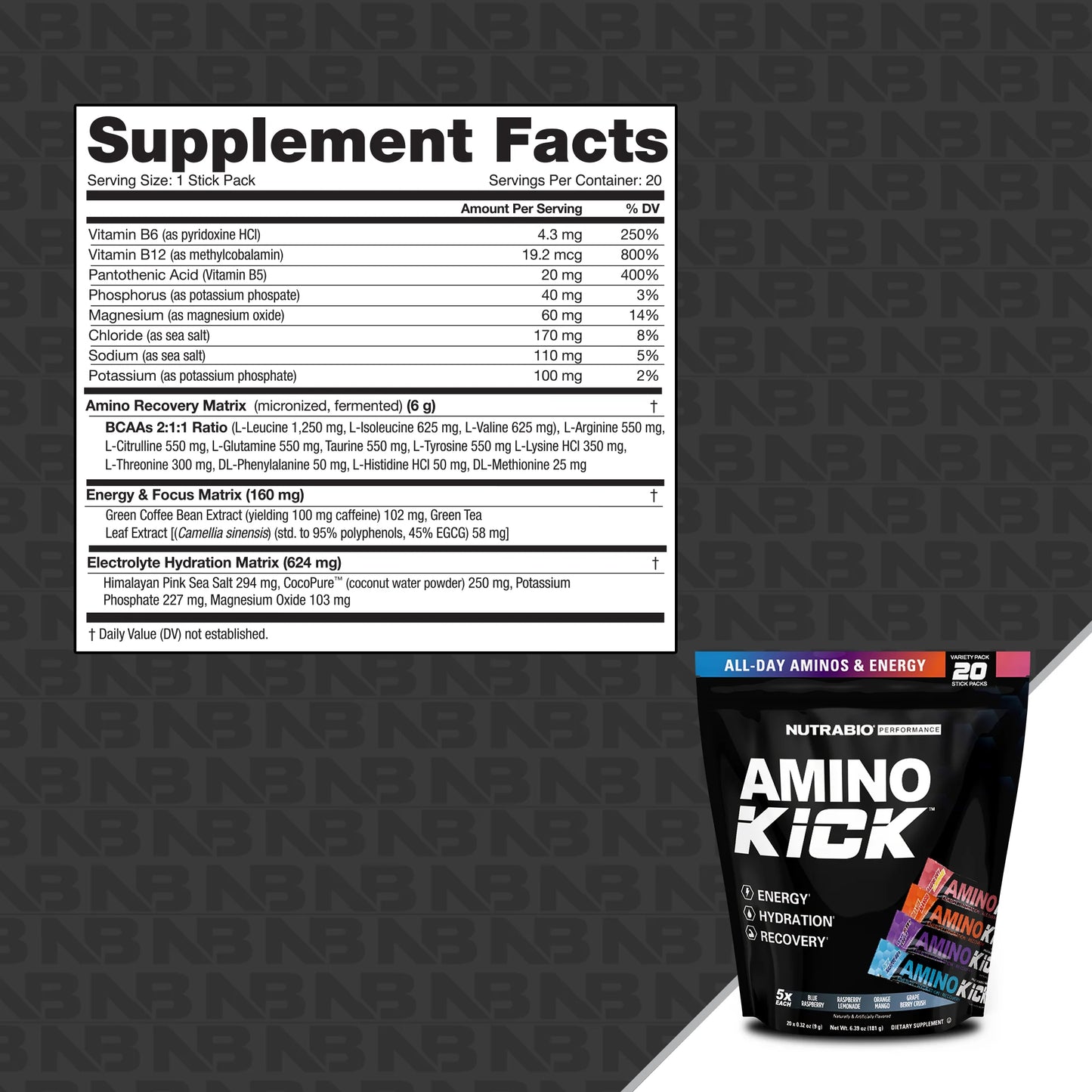 NUTRABIO AMINO KICK - 20 SERVING BAG