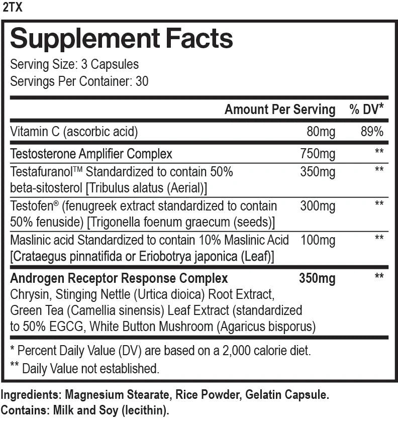 MAX MUSCLE 2TX-ADVANCED TESTOSTERONE SUPPORT 90 CAPS BOGO 50% OFF