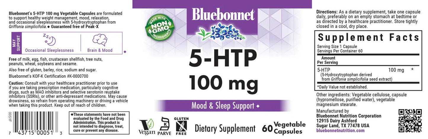 BLUEBONNET NUTRITION 5-HTP 100MG 60 CAPS