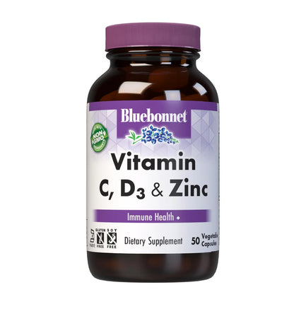 BLUEBONNET NUTRITION VITAMIN C,D3, & ZINC 50 COUNT