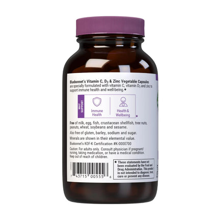 BLUEBONNET NUTRITION VITAMIN C,D3, & ZINC 50 COUNT