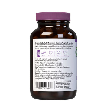 BLUEBONNET NUTRITION VITAMIN D3 K2 & MAGNESIUM GLYCINATE