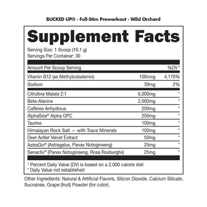 BUCKED UP PREWORKOUT