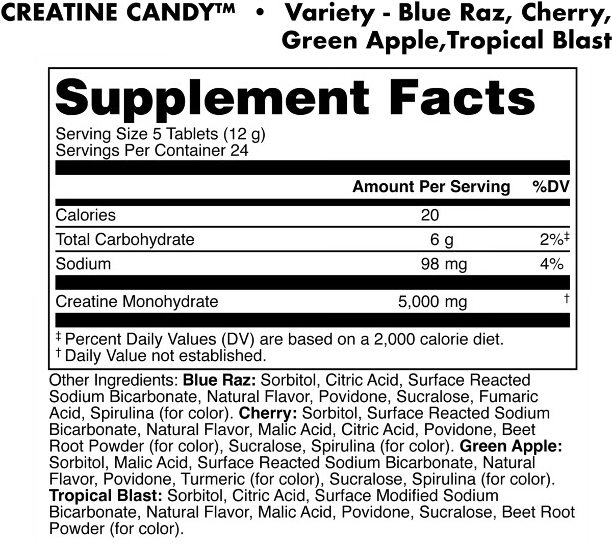 BUCKED UP CREATINE CANDY - CHEWABLE MICRONIZED CREATINE MONOHYDRATE
