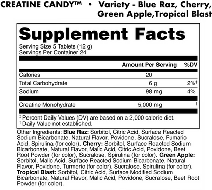 BUCKED UP CREATINE CANDY - CHEWABLE MICRONIZED CREATINE MONOHYDRATE