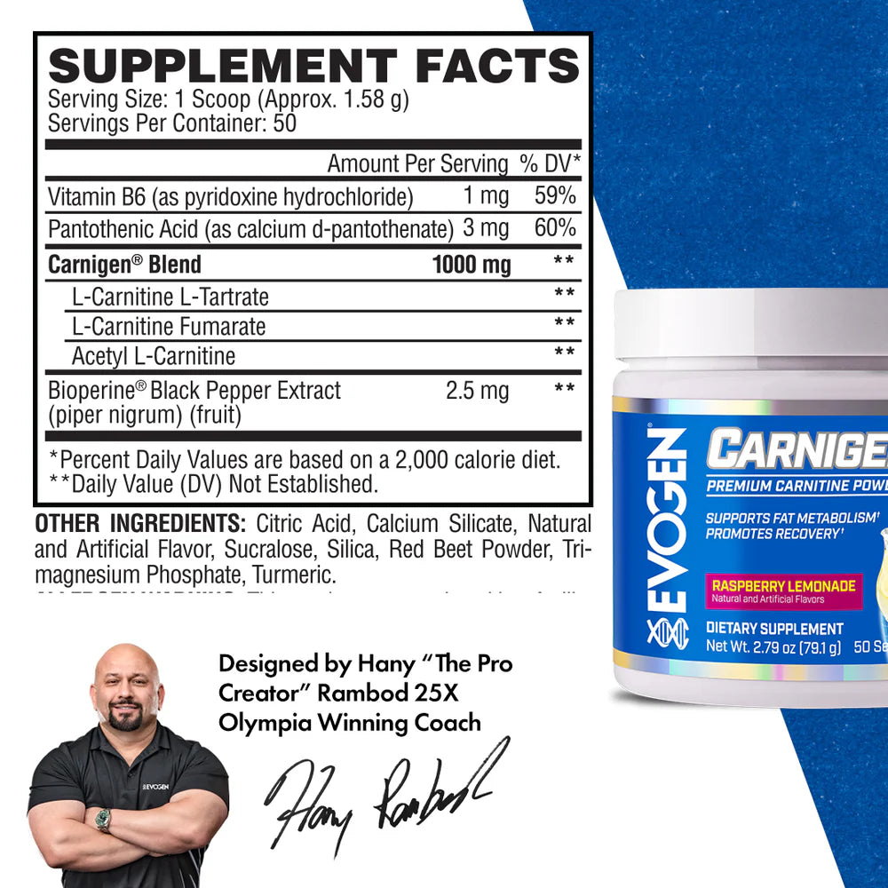 EVOGEN CARNIGEN- PREMIUM CARNITINE POWDER (IN STORE ONLY)
