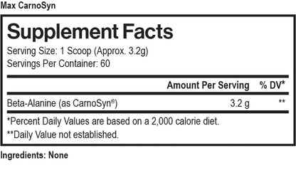 MAX MUSCLE CARNOSYN BETA ALANINE 192 GRAMS
