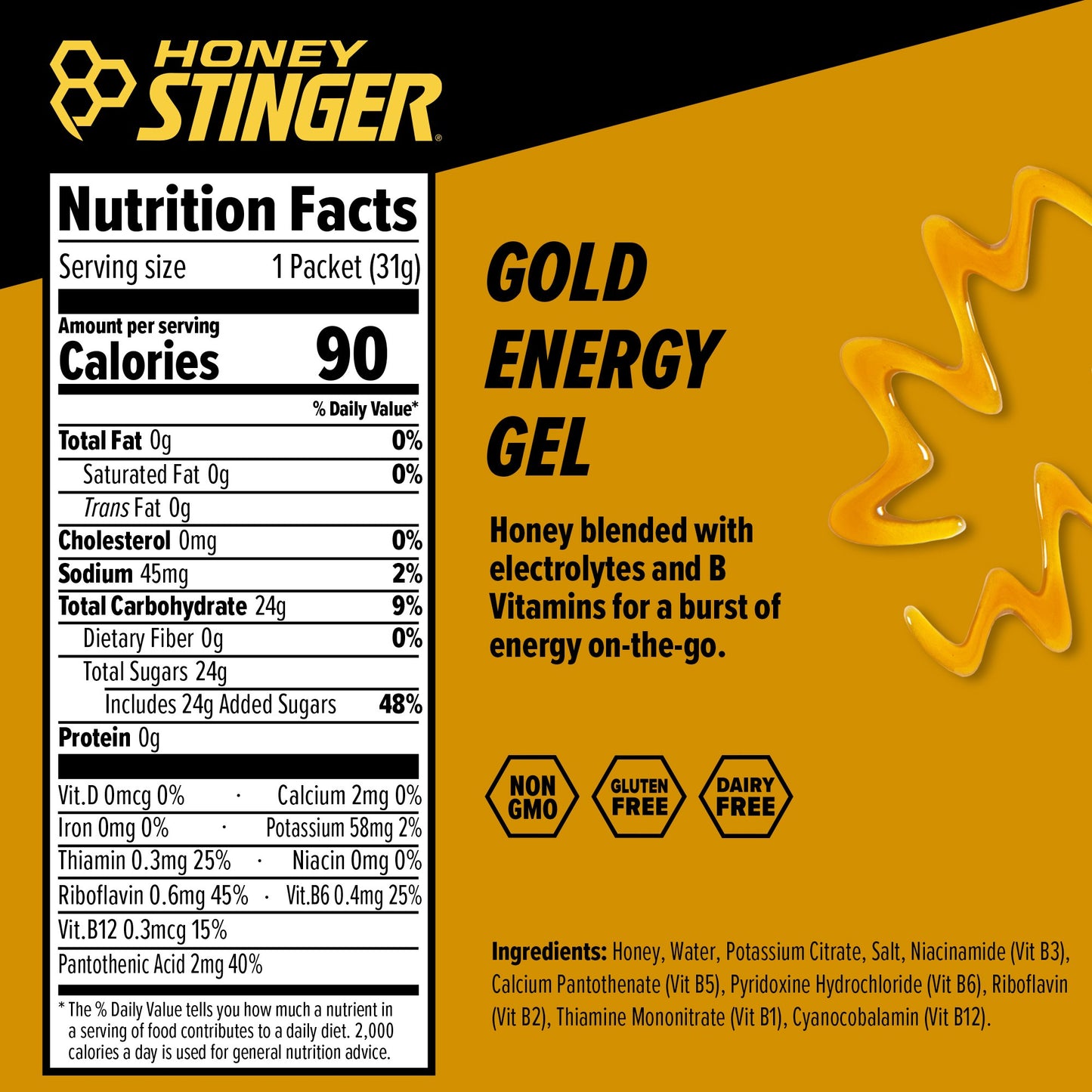 HONEY STINGER ENERGY GEL CLASSIC GOLD