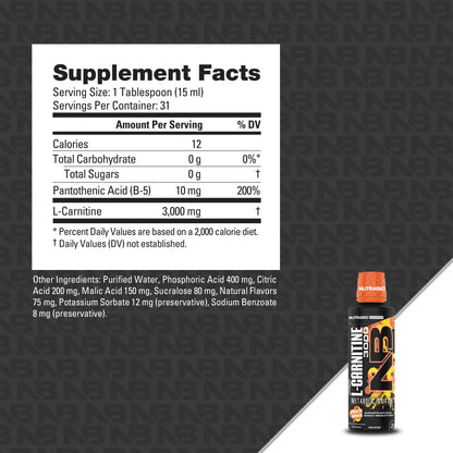 NUTRABIO LEAN SHOTS LIQUID L-CARNITINE SHOT (3000MG)