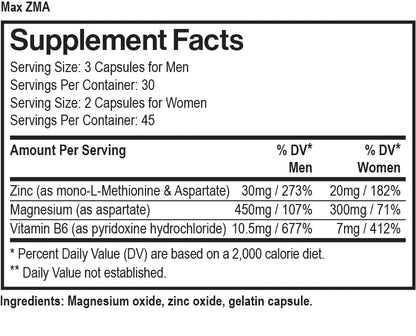 MAX MUSCLE MAX ZMA 90 Caps