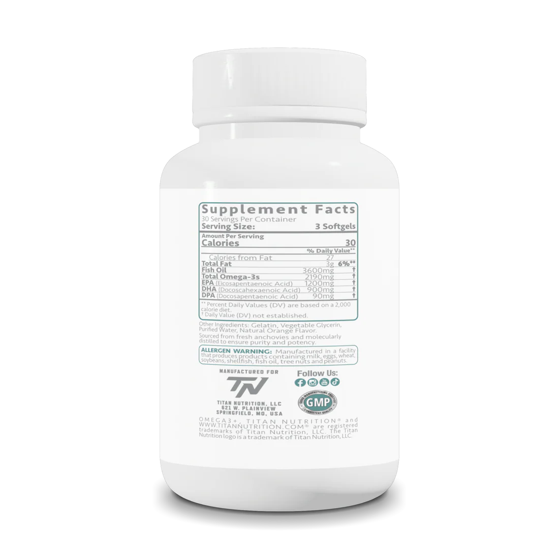 TITAN NUTRITION OMEGA3+ - FULL SPECTRUM OMEGA-3+ WITH DPA