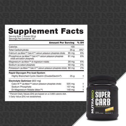 NUTRABIO SUPER CARB POWDER - 30/SRV