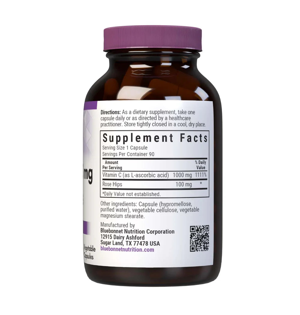 BLUEBONNET NUTRITION VITAMIN C 1000MG ROSE HIPS 90 CAPS (BB)