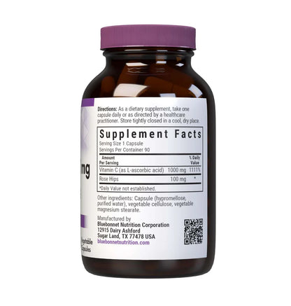 BLUEBONNET NUTRITION VITAMIN C 1000MG ROSE HIPS 90 CAPS (BB)