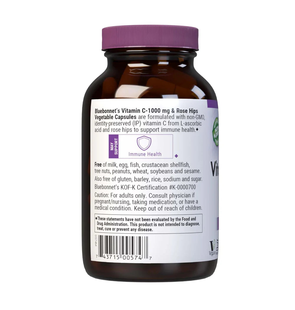 BLUEBONNET NUTRITION VITAMIN C 1000MG ROSE HIPS 90 CAPS (BB)